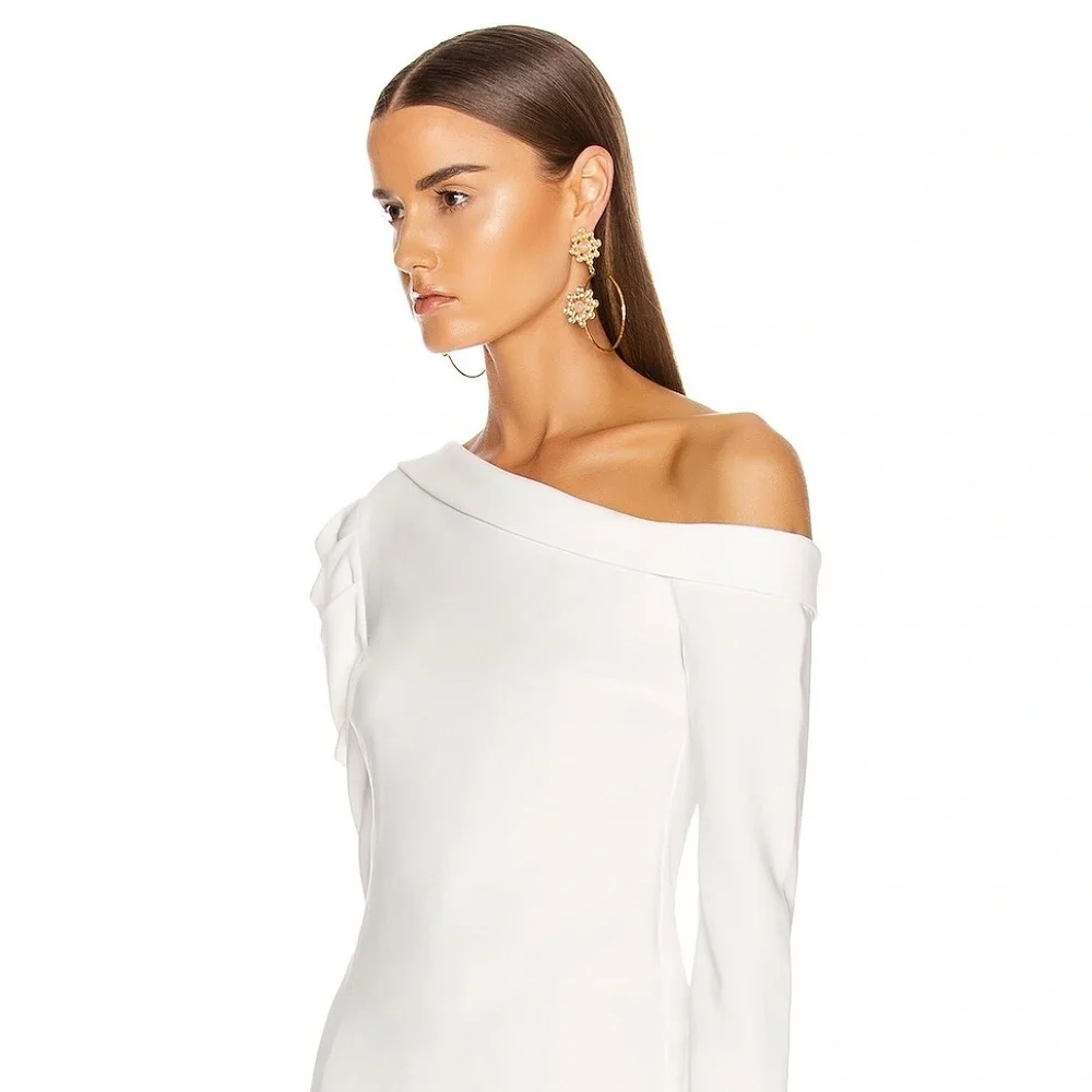 Cushnie et Ochs Navy One-Shoulder Gathered Sleeved Top NWT